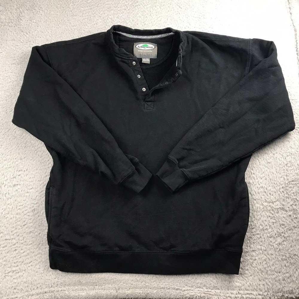 Arborwear Doubel Thick Crew Sweatshirt Mens XL Black Henley Cotton Pullover